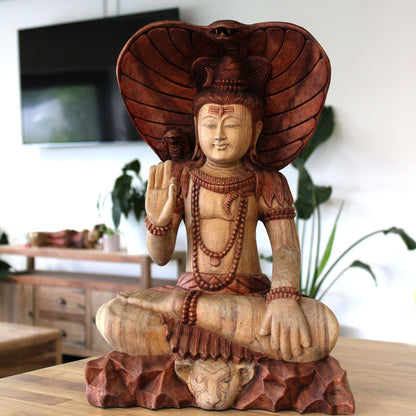 Hand Carved Buddha Statue - Shiva with Cobra - 50cm