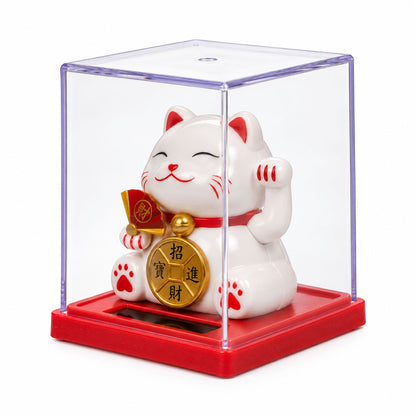 Mini Solar Powered Money Cat in Box - White