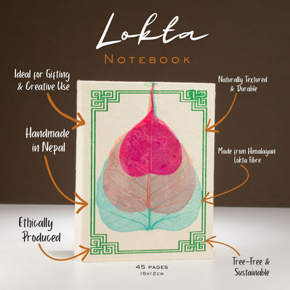 Med Lokta Bodhi Leaf Notebook Lrg (15x12cm) - 45 leafs (assorted)