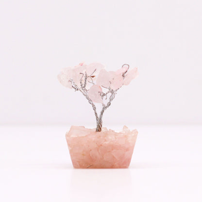 Mini Gemstone Trees On Orgonite Base - Rose Quartz (15 stones)