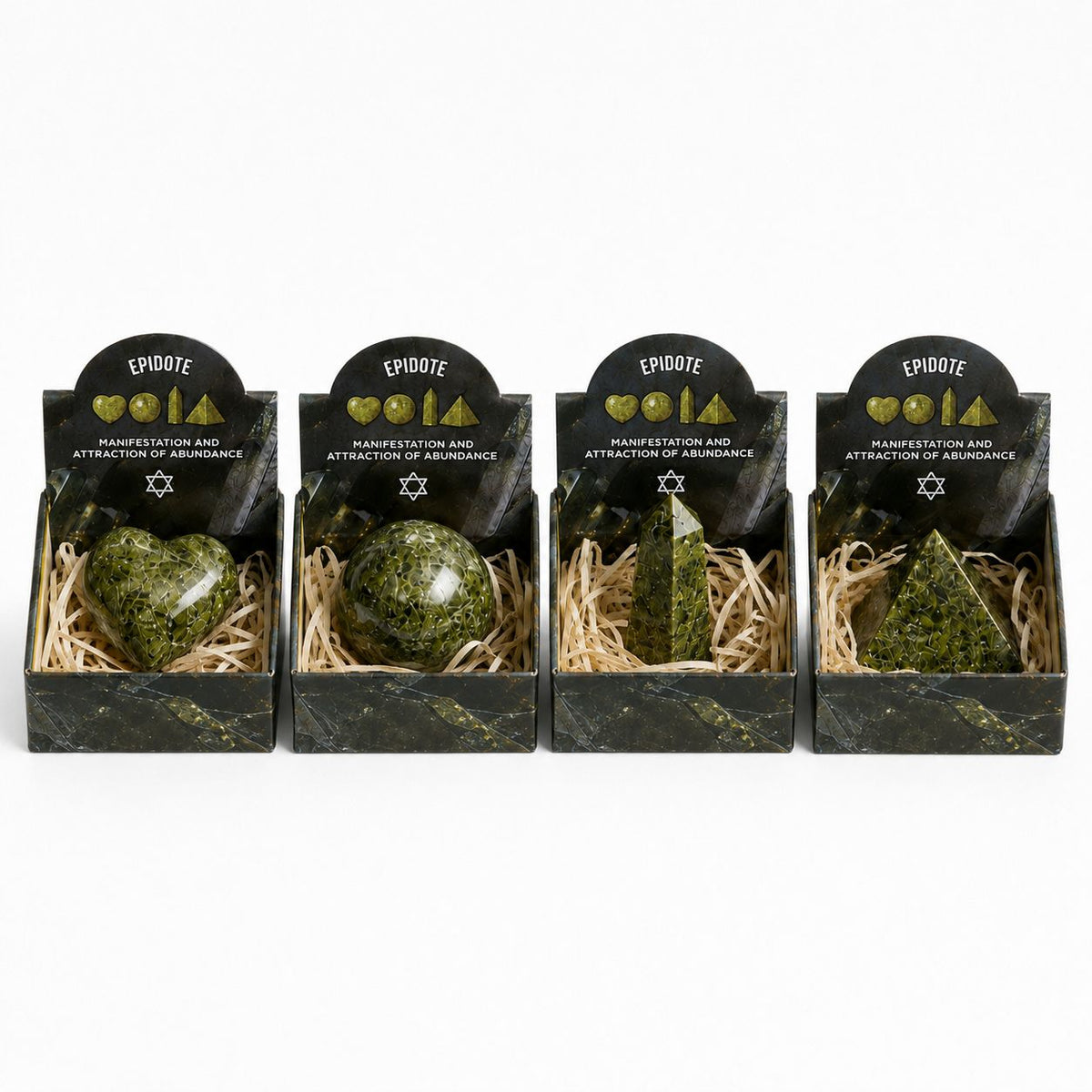 Four Gemstone Shapes - Epidote