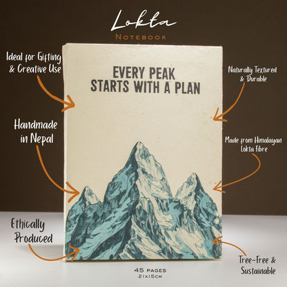 Lrg Lokta Inspiration Notebook (21x15cm) - 45 leafs - Every Peak - inc bookmark