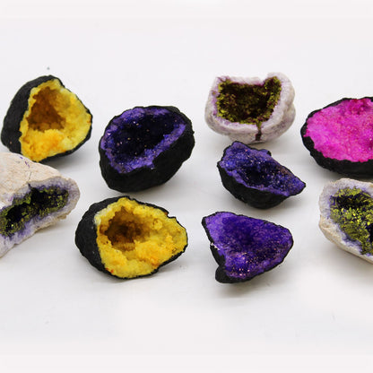 Coloured Calsite Geodes - Purple & Gold