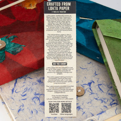 Lokta Bold Floral Bamboo Lock Notebook – Medium (15x12cm) – 45 Leaves – Moss Green