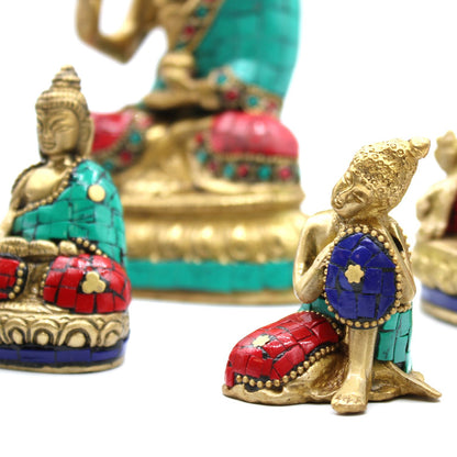 Brass Buddha Figure - Lrg Head - 11.5 cm