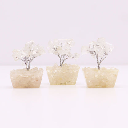 Mini Gemstone Trees On Orgonite Base - Rock Quartz (15 stones)